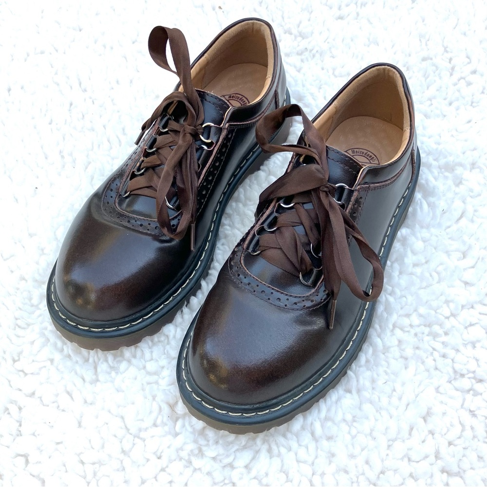 MZDL Handmade Brown Oxfords EUC Women’s Sz 245, 7 US